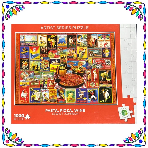 Puzzle - Lucky Puzzles Artist Series - Past, Pizza, Wine - 1000 pieces -complete - Picture 1 of 9
